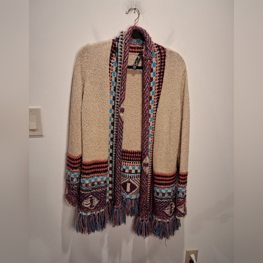 Desigual Size XL Boho Pattern Open Front Cardigan FLAW
